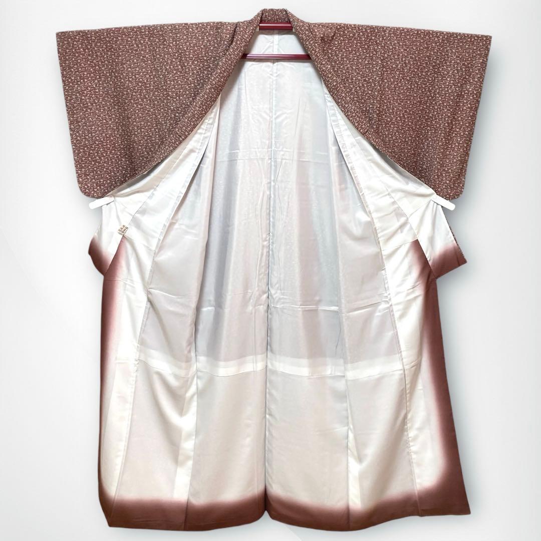 美品✨】東レシルック さんび 洗える着物 小紋 雀色 宝尽くし 吉祥文様D3