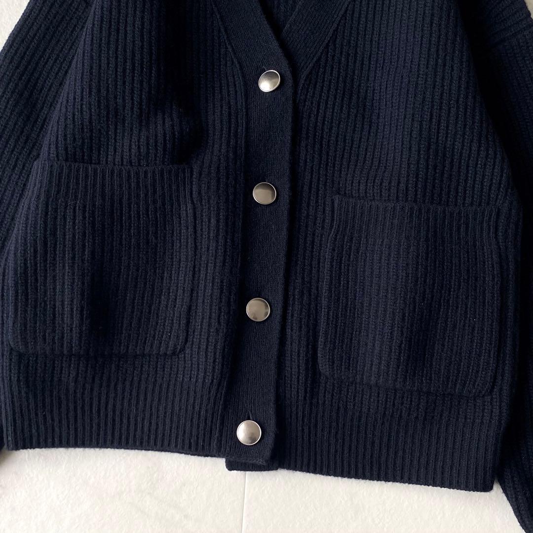 美品.定価2.5万☆プラージュ カシミア 畔編み Vネックカーディガン