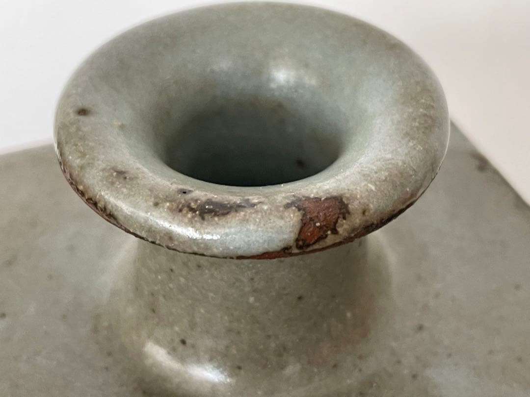 陶芸家 人間国宝 島岡達三 象嵌赤絵 方壺 角瓶 花瓶 花入 縄文