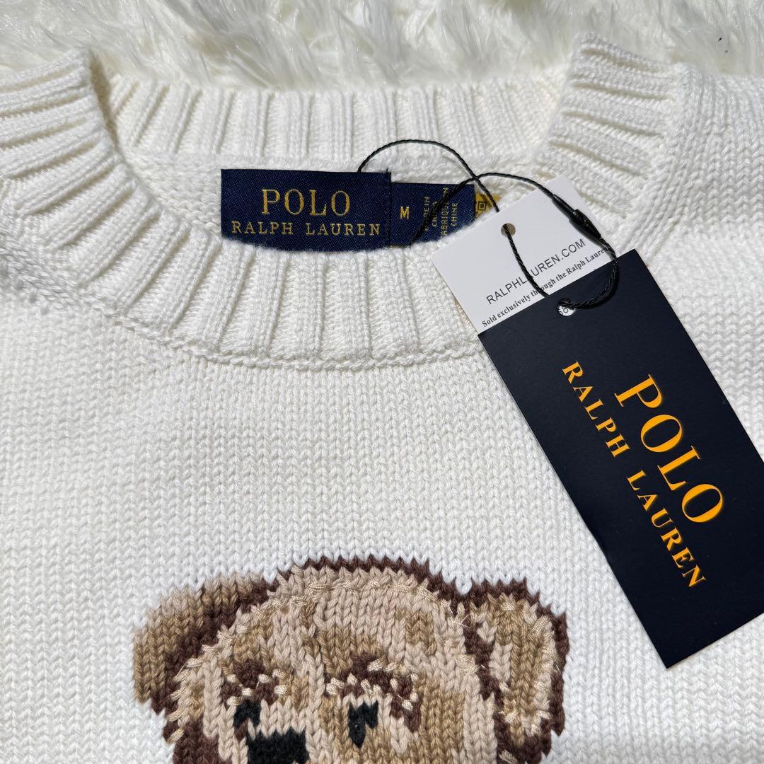 M ラルフローレン ポロベア ニット セーター ホワイト メンズ