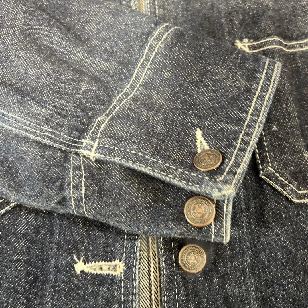 90s`デニムカバーオール ワークジャケット メンズS相当 ユニセックス許可