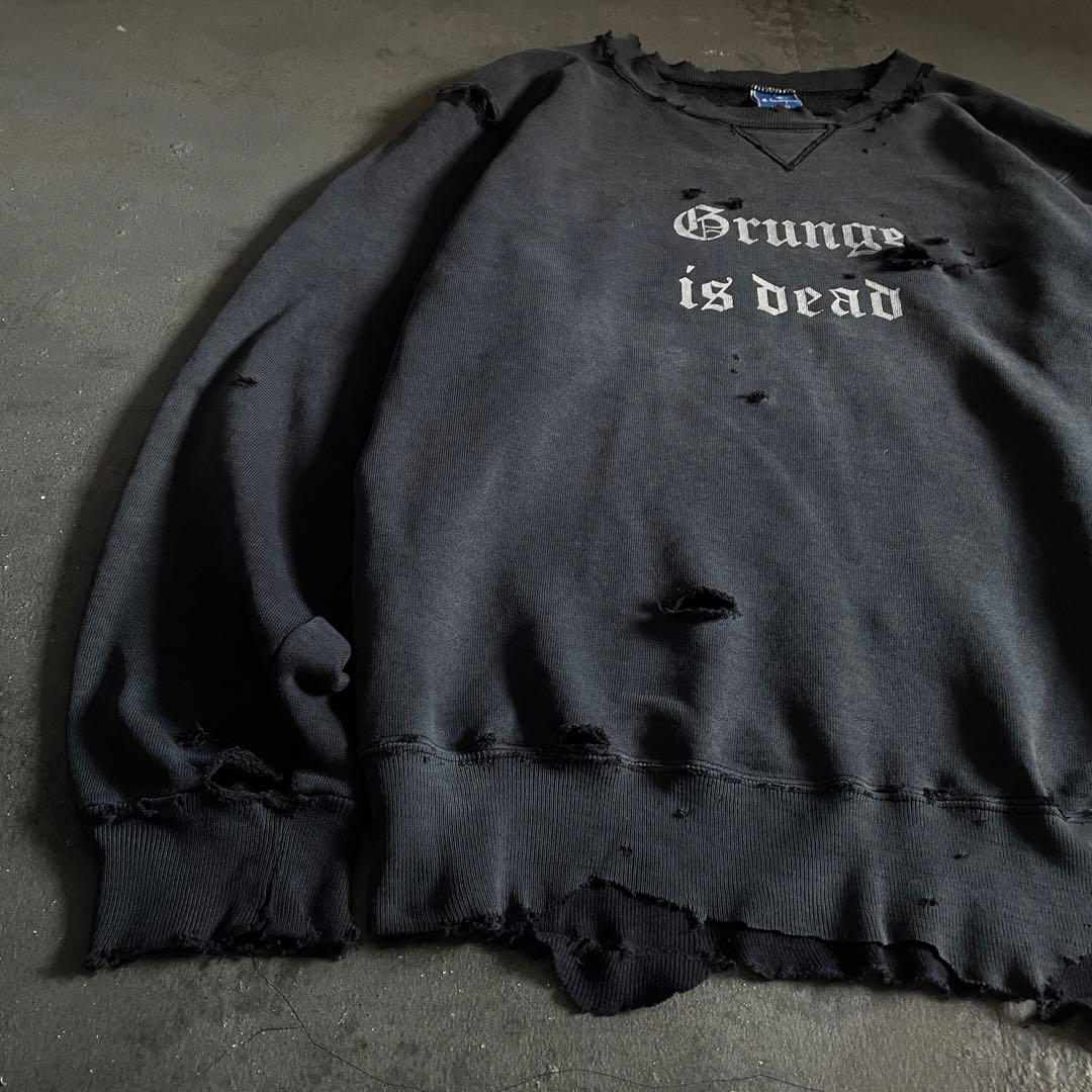 90's grunge is dead“ペイント“USA製“boro sweat