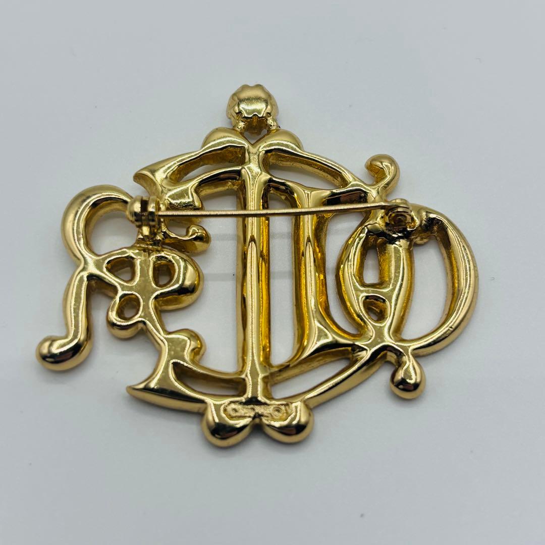 美品✨超希少】Dior ブローチ エンブレム ラインストーン ゴ