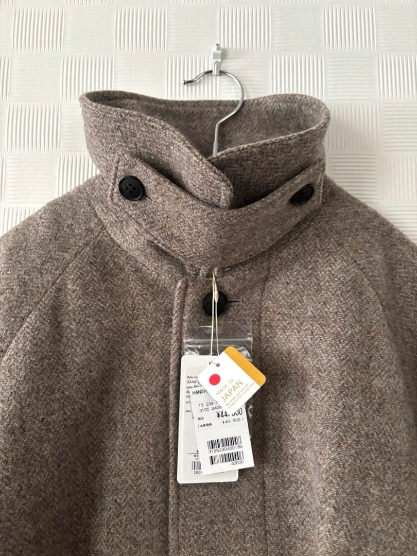 新品タグ付 かぐれ ヘリンボンウールショートコート ベージュ 今季完売