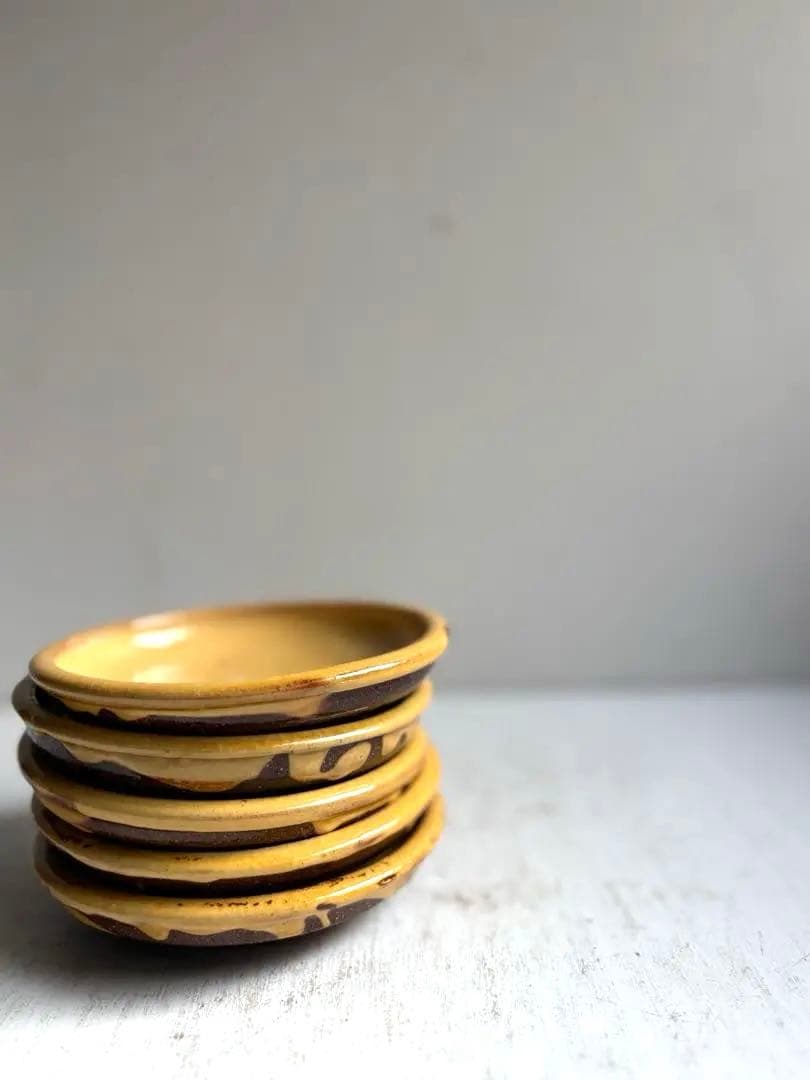 763 骨董 アンティーク 布志名焼 ガレナ釉皿 5点 民芸 柳宗悦 美品