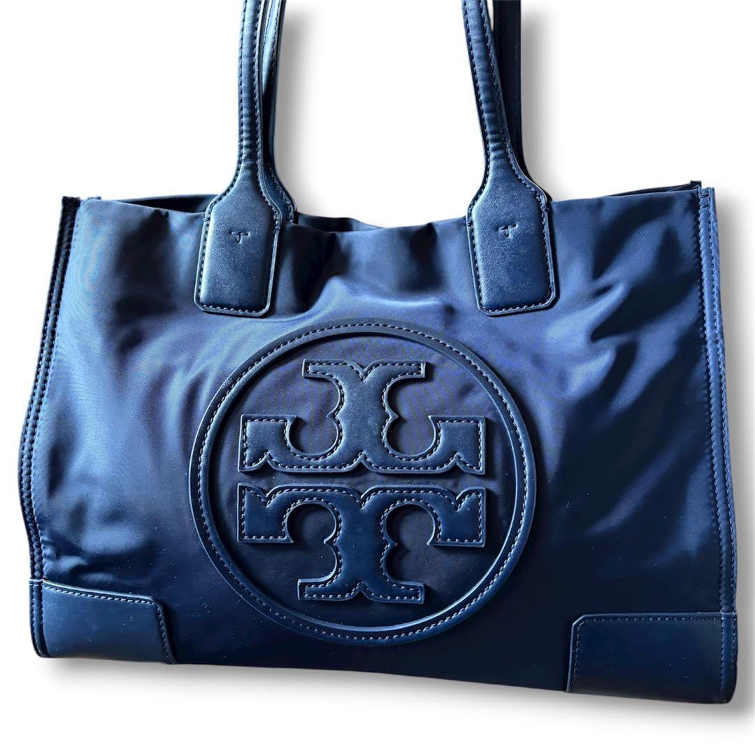 トリーバーチ A4可 肩かけ可 エラ トートバッグ ハンドバッグ ネイビー