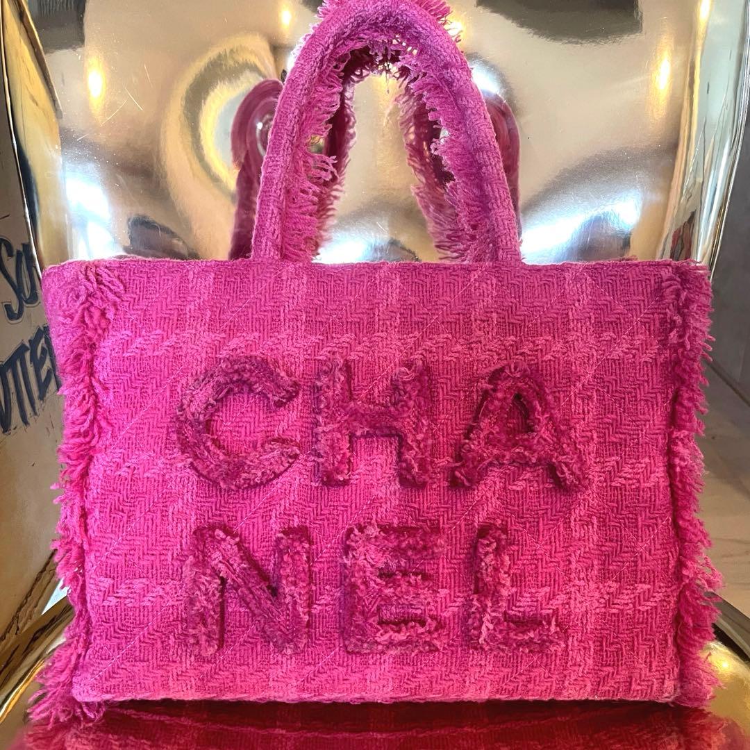 シャネル マトラッセ ツイード ココ ロゴトートバッグ ピンク - メルカリ