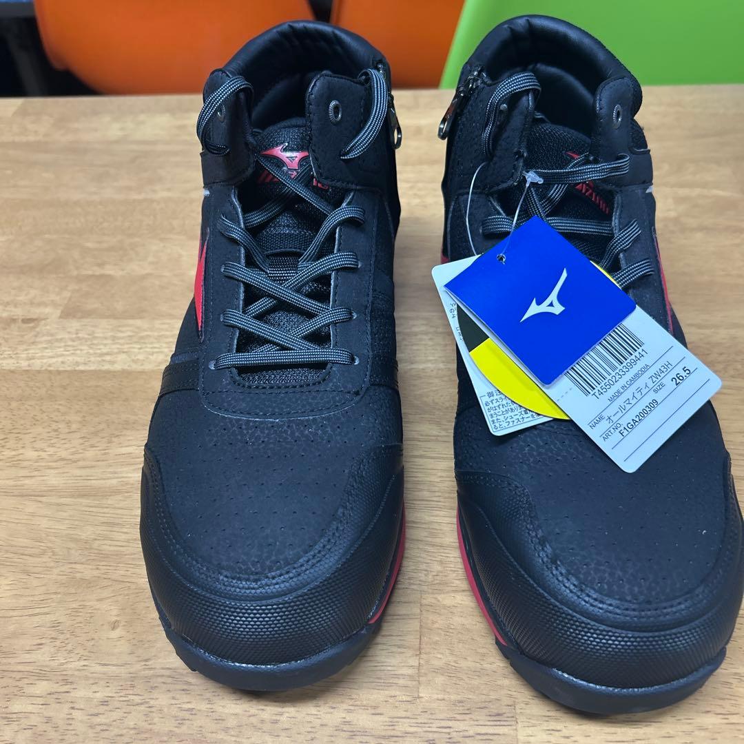 Mizuno オールマイティZW43H 安全靴　26.5cm ブラック/レッド