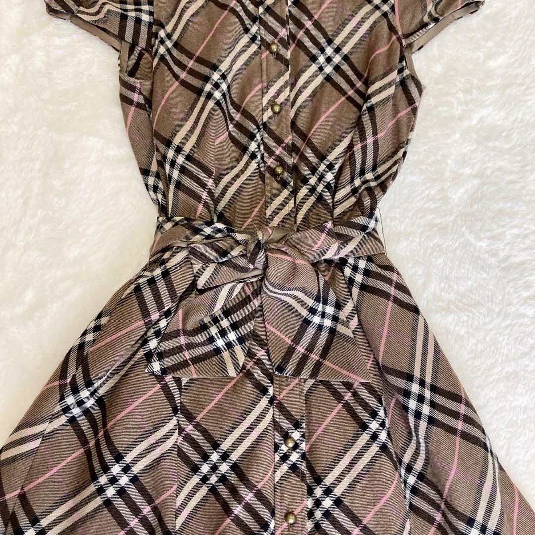 美品】バーバリーブルーレーベル Aラインワンピース ノバチェック