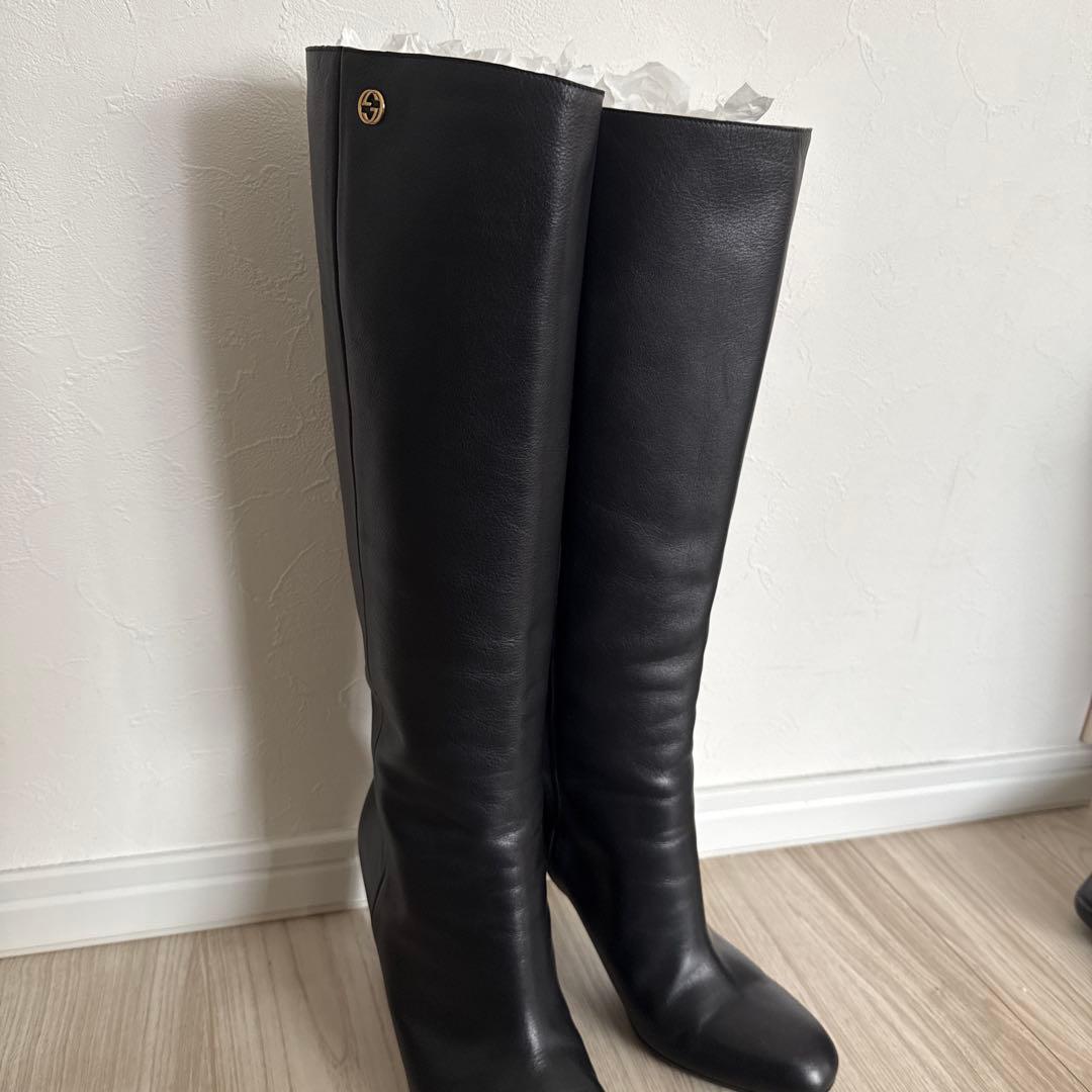 【Ari】GUCCI 黒　ロングブーツ　381/2 24.5cm
