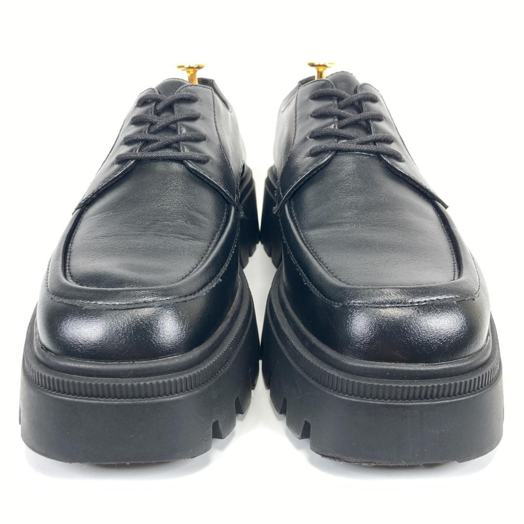 美品 ZARA ザラ モックトゥ厚底チャンキーヒールレザーシューズ