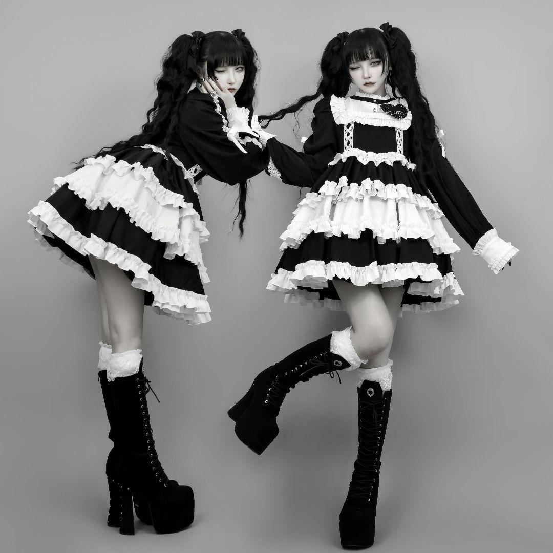 DimMoire フリルに埋もれて見る悪夢ドレス Black＆White タグ有 - メルカリ