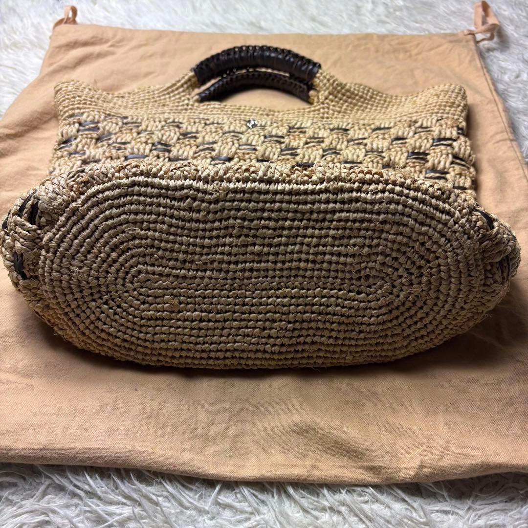 HELEN KAMINSKI ラフィアトートバッグ かごバッグ レザーコンビ - メルカリ