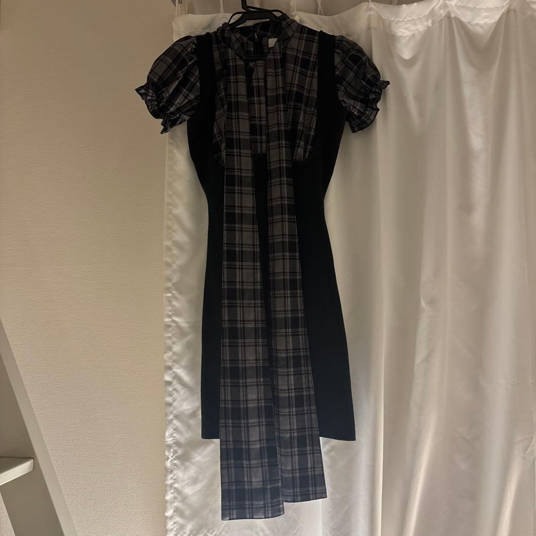 Darich ダーリッチ レイヤードライクボウタイニットミニワンピース