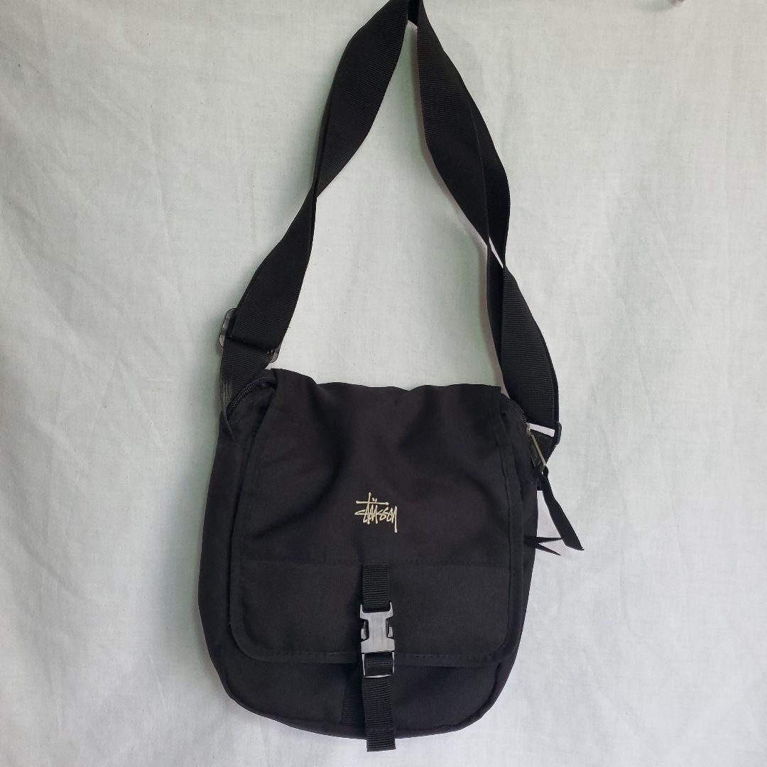 90s STUSSY ステューシー ショルダーバッグ ヴィンテージ 黒 ロゴ