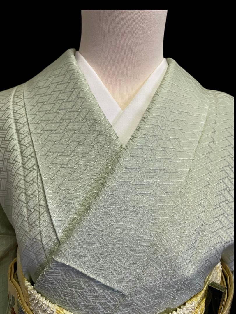 着物 礼装 正絹 色無地 暈し 早春の黄緑色 4点フルセット S〜Mサイズ