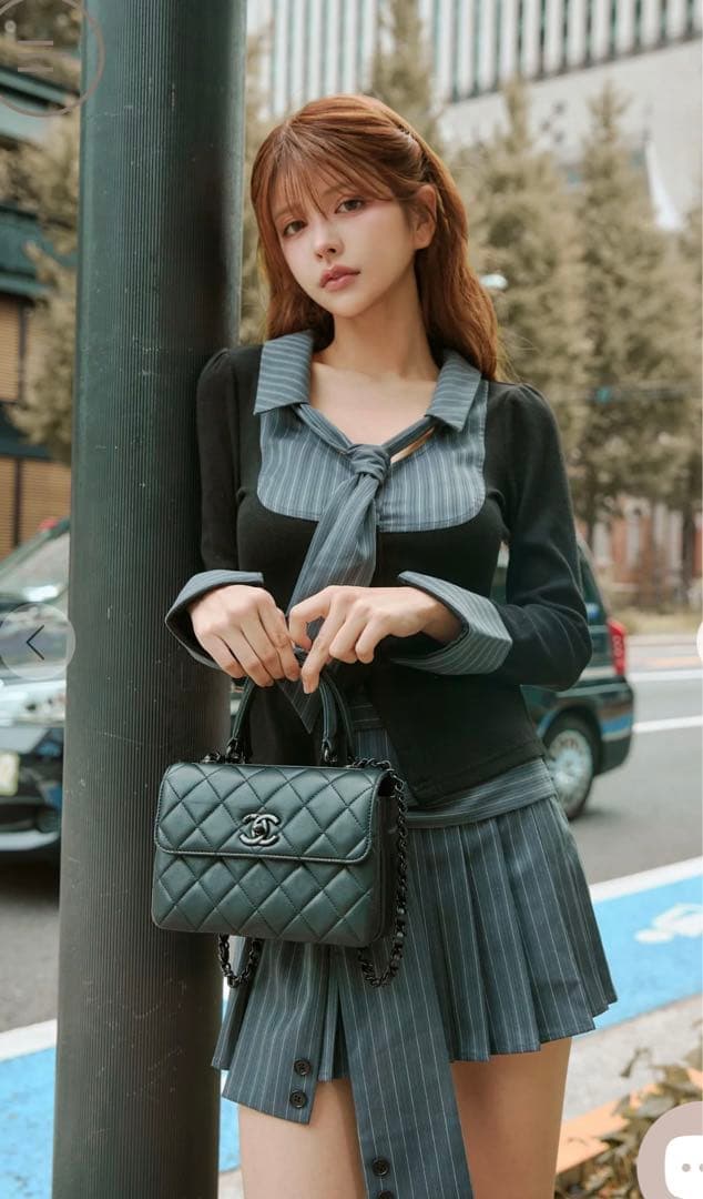 randy ピンストライププレッピーセットアップ