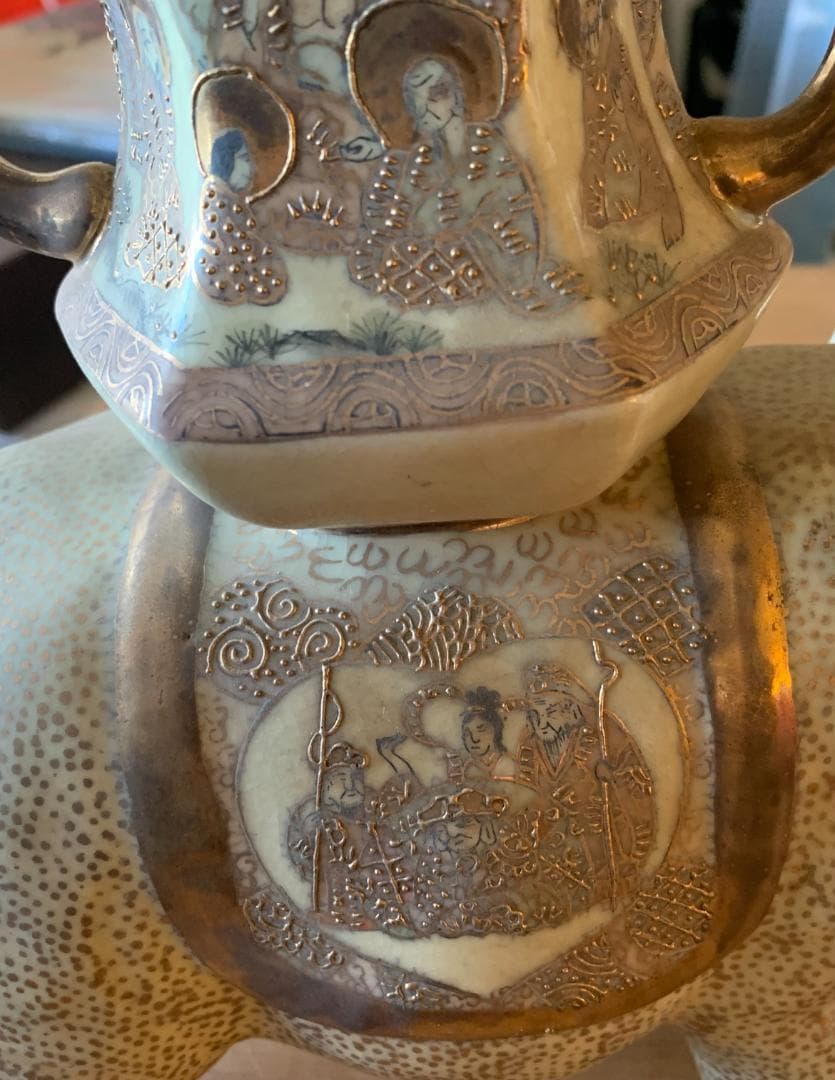 Yuki_Tanaka I'香炉 金襴手 細密 金彩 一対 2 頭 現状品