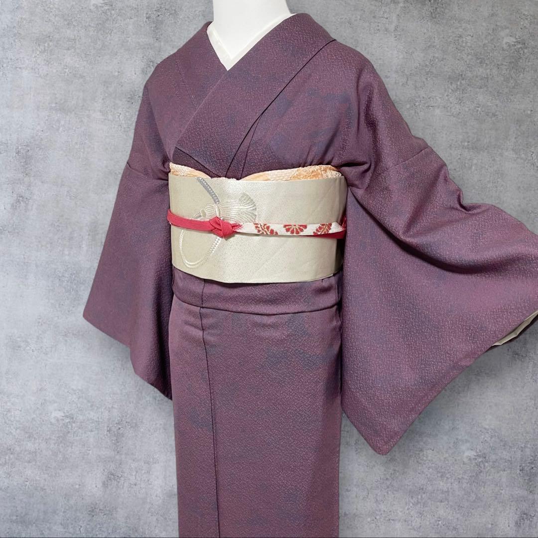 k181 単衣 色無地 洗える着物 うそつき袖 一つ紋 身丈149裄丈