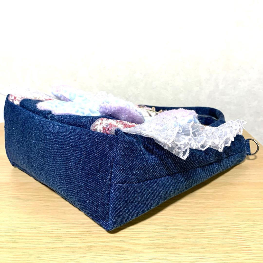 コヤンイサムチョン ハンドメイド デニムリメイク フリルバッグ トート