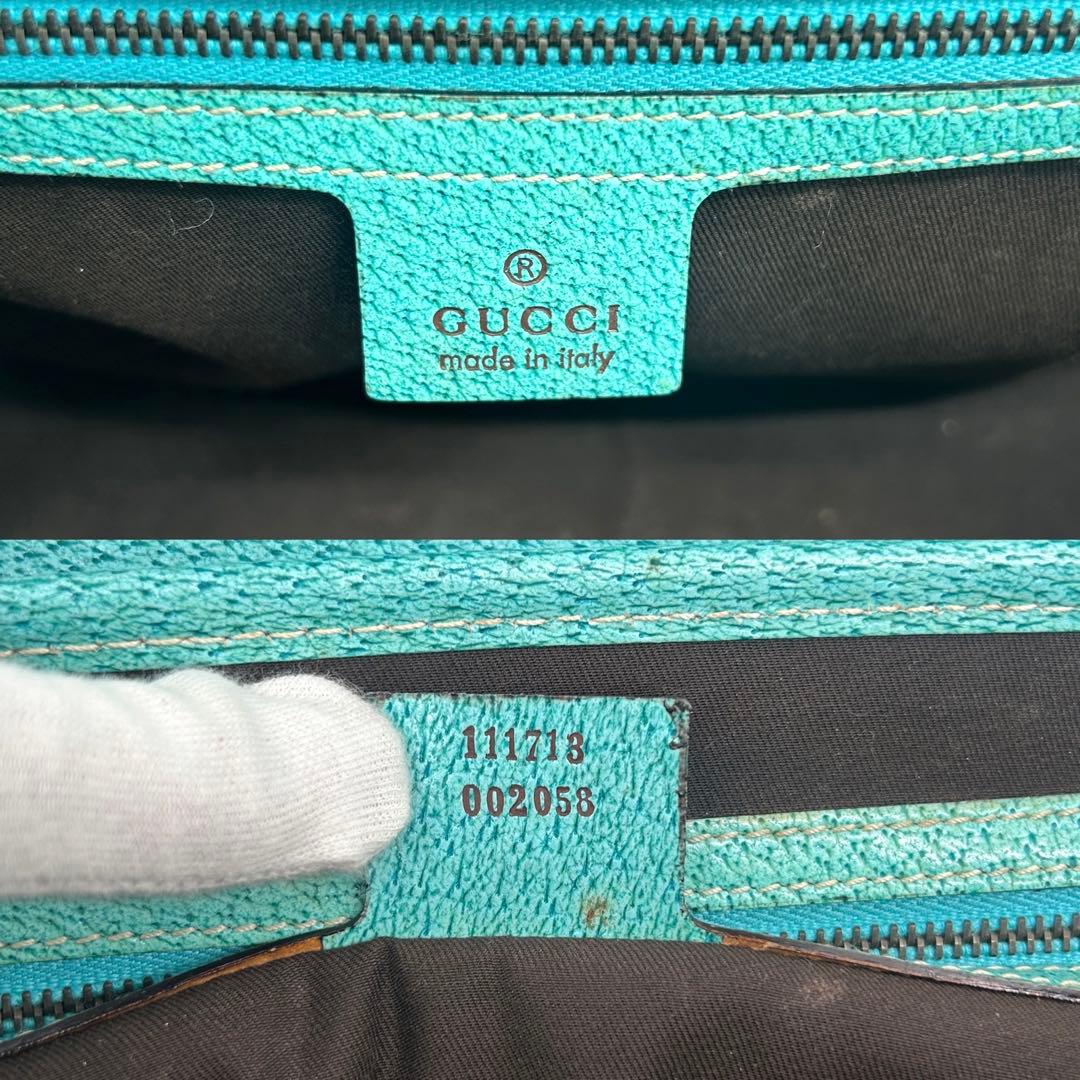 美品】グッチ バンブー ショルダーバッグ GGキャンバス レザー