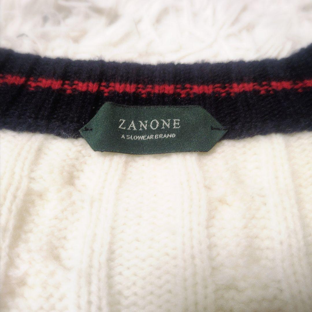 ザノーネ メンズ チルデンニット ケーブルニット サイズ48 Lサイズ相当