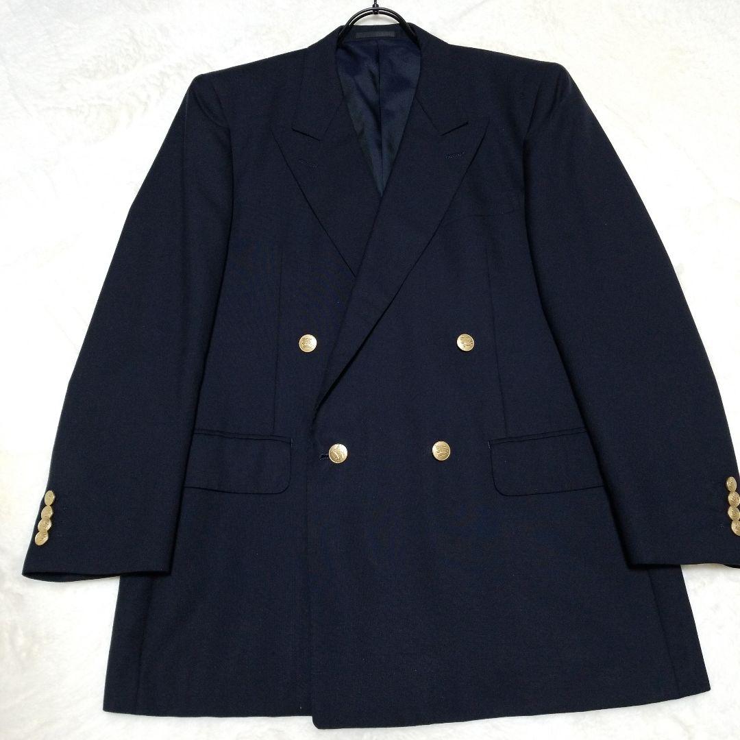大きいサイズ】バーバリー 紺ブレ ダブル 金ボタン AB6 背抜き 美品