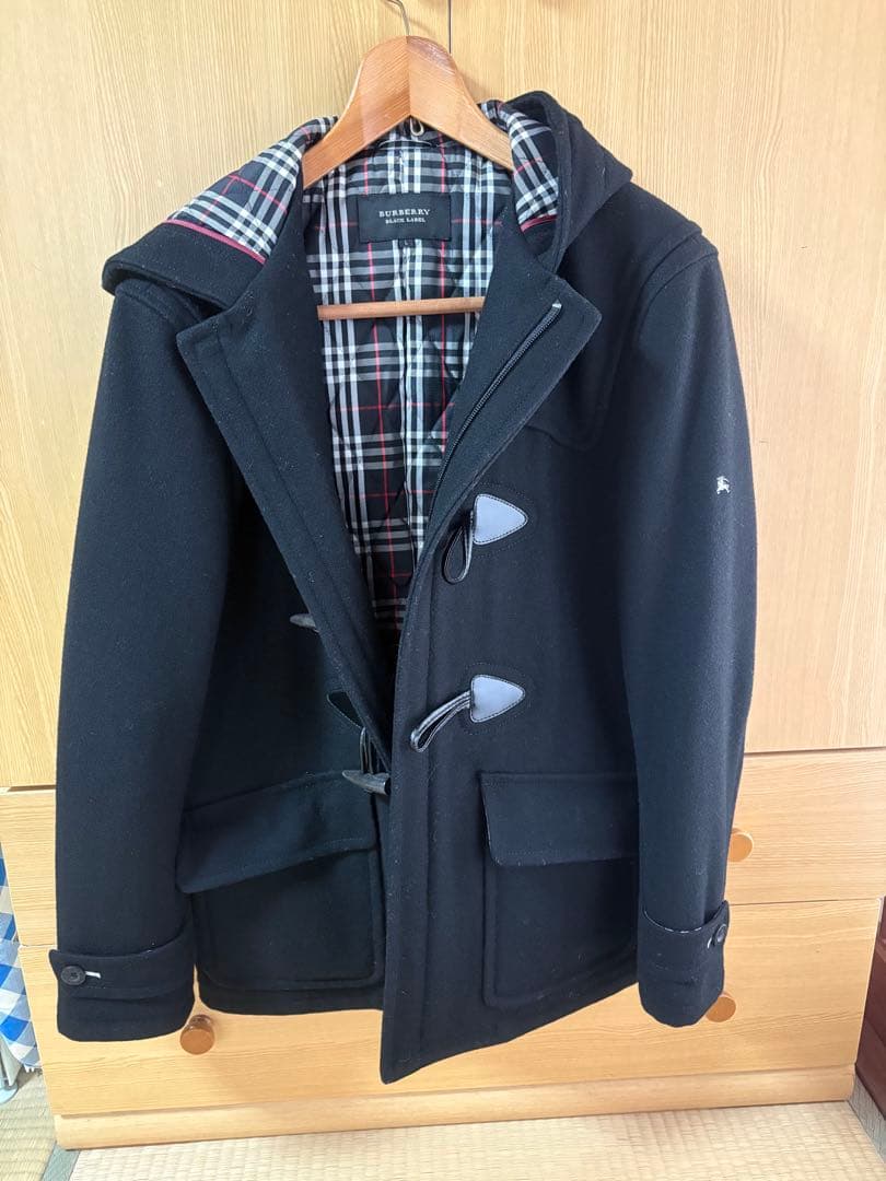 バーバリーブラックレーベル　ダッフルコート 黒　サイズL バーバリーブラックレーベル BURBERRY BLACK LABEL ニットダッフル