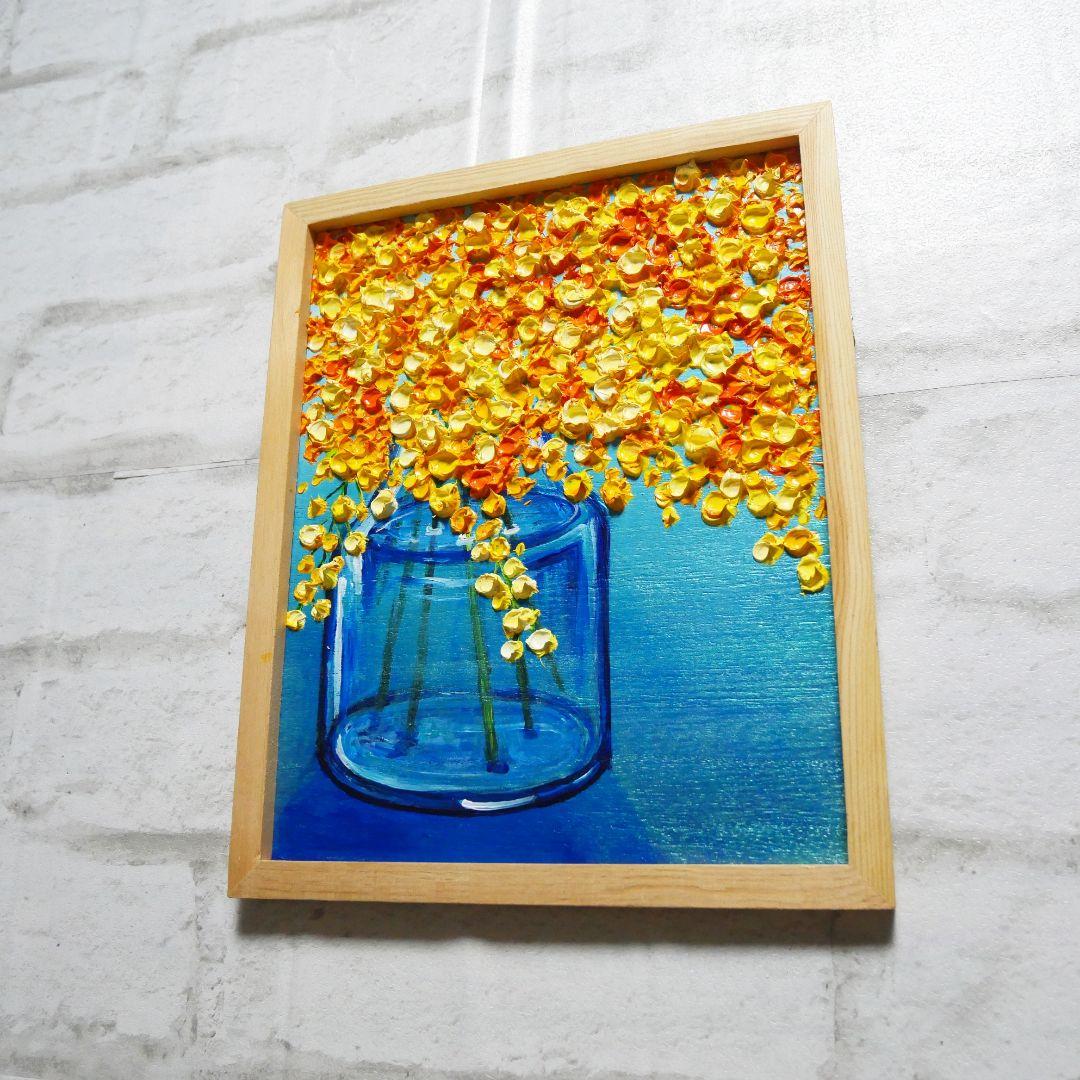 油絵 油彩 油彩画 絵画 絵【ミモザ】6切りサイズ - メルカリ