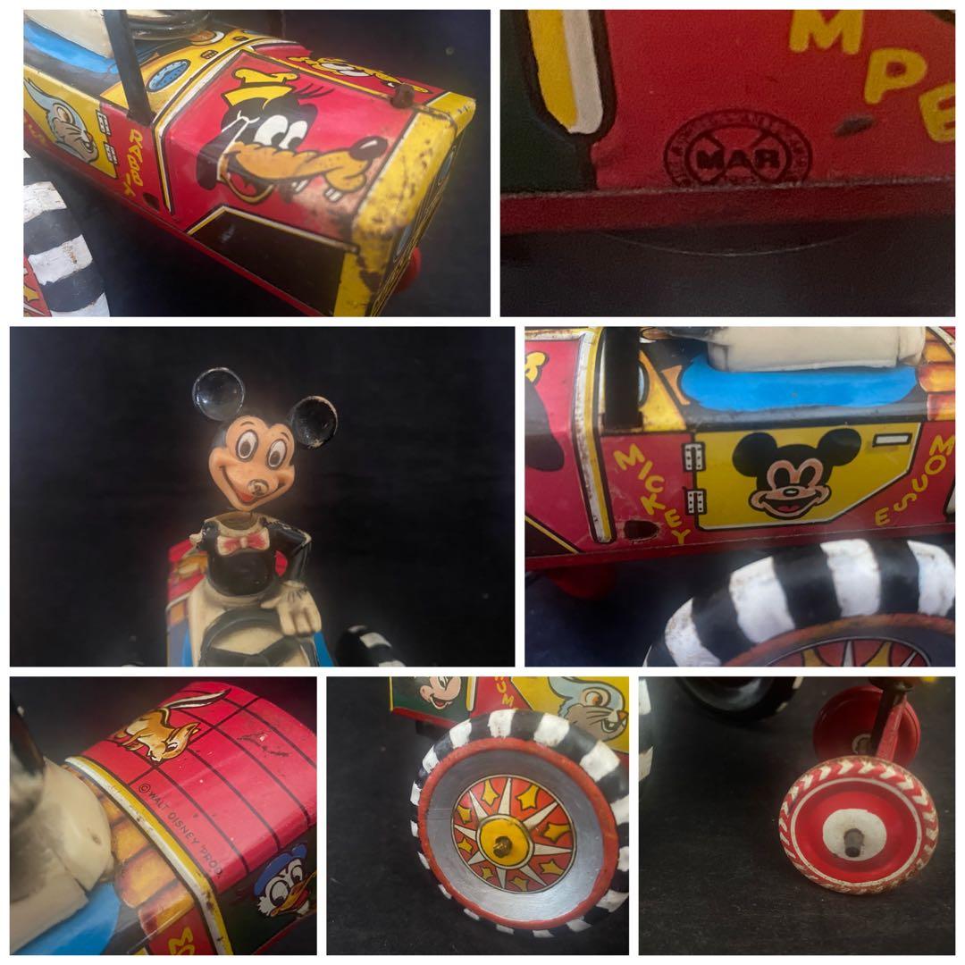 ⭐️年代物。ラインマー/ ディズニー /ミッキー ゼンマイ式ブリキカー