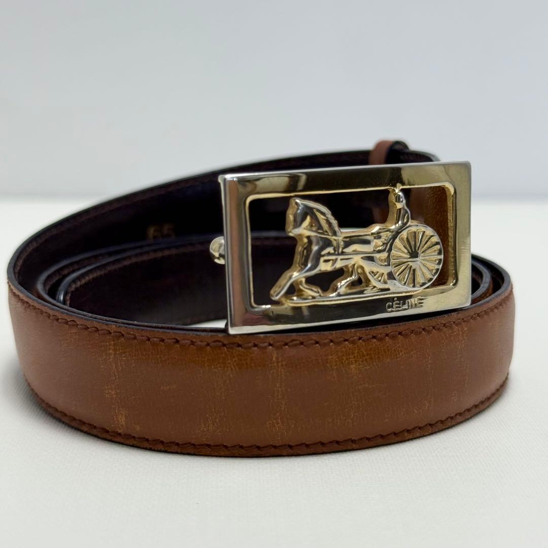 ✨良品✨セリーヌ ベルト 馬車金具 ゴールド金具 男女兼用 新品ベルト レザー celine】セリーヌ 馬車金具 レザーベルト | ブランド古着屋 Jesus