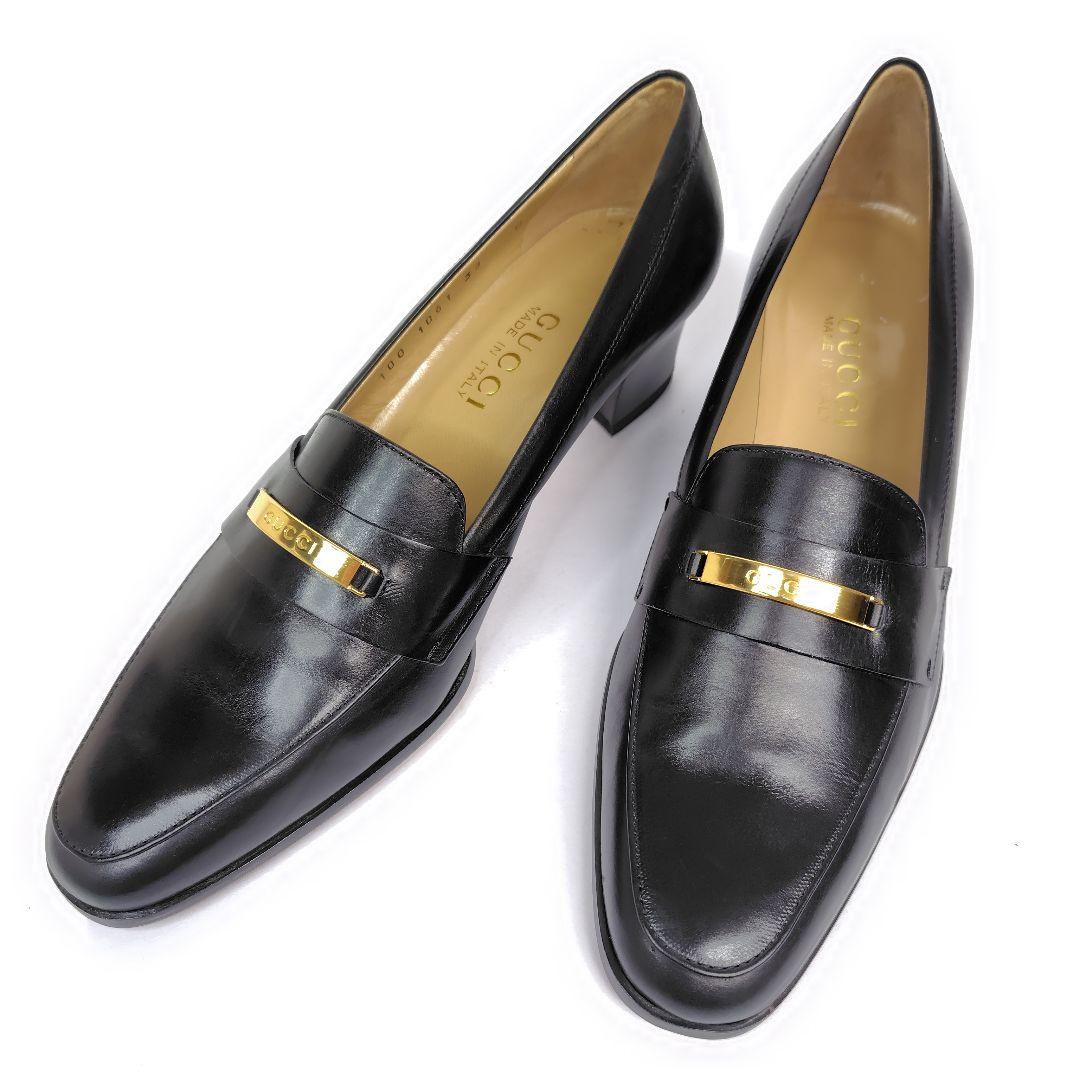 ★katxxx様★グッチ ローファー 38C パンプス ロゴ プレート レザー ☆katxxx様☆グッチ ローファー 38C パンプス ロゴ プレート レザー