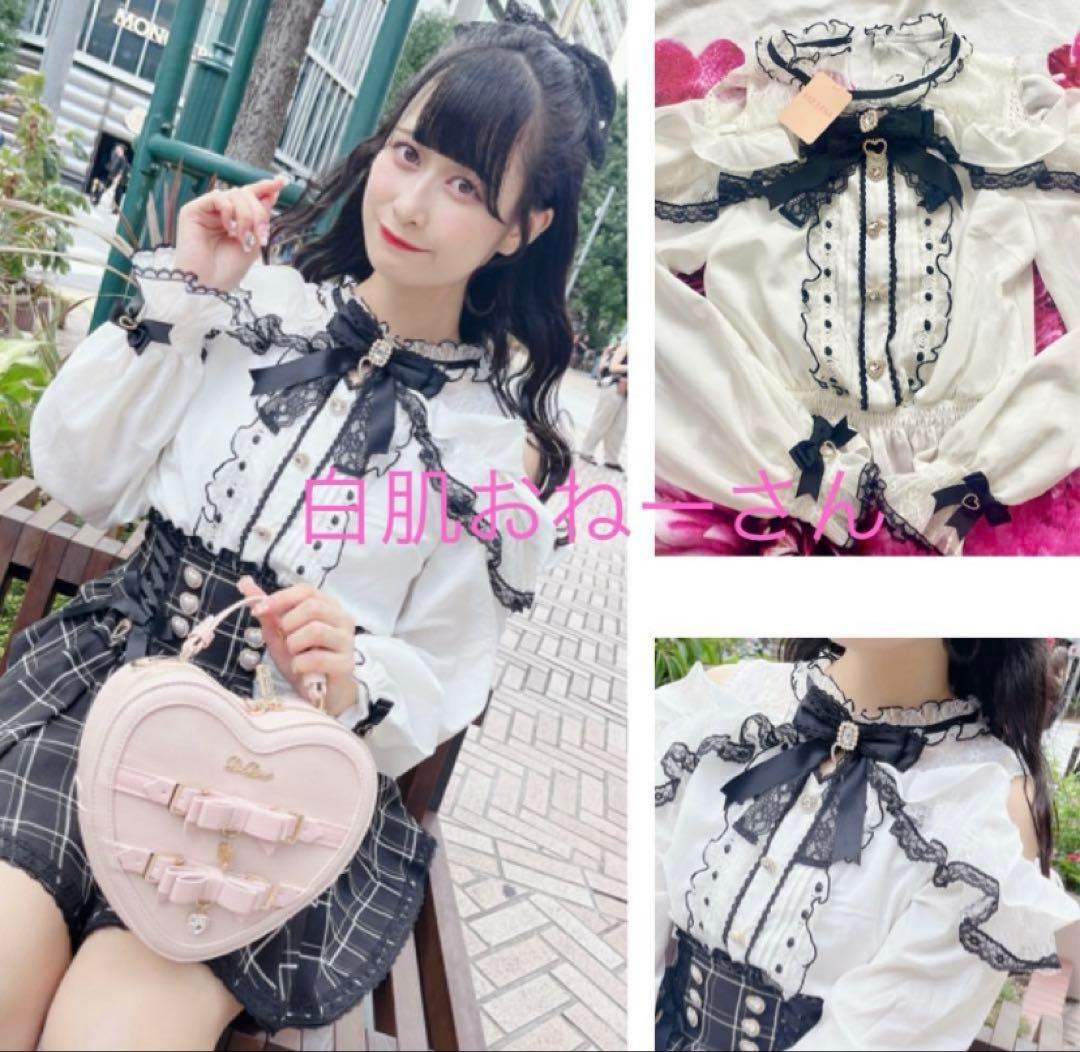 LIZLISA♡オープンショルダーフリルレースブラウス♡ホワイト×ブラック オープンショルダーフリルブラウス ｜ LIZ LISA（リズリサ）公式通販