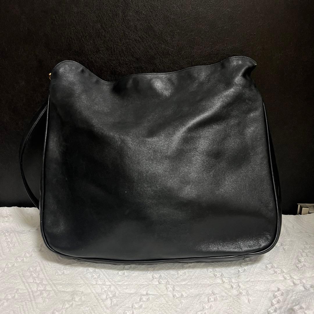 GUCCI オールドグッチ バンブー レザー ショルダー バッグ 黒 ブラック