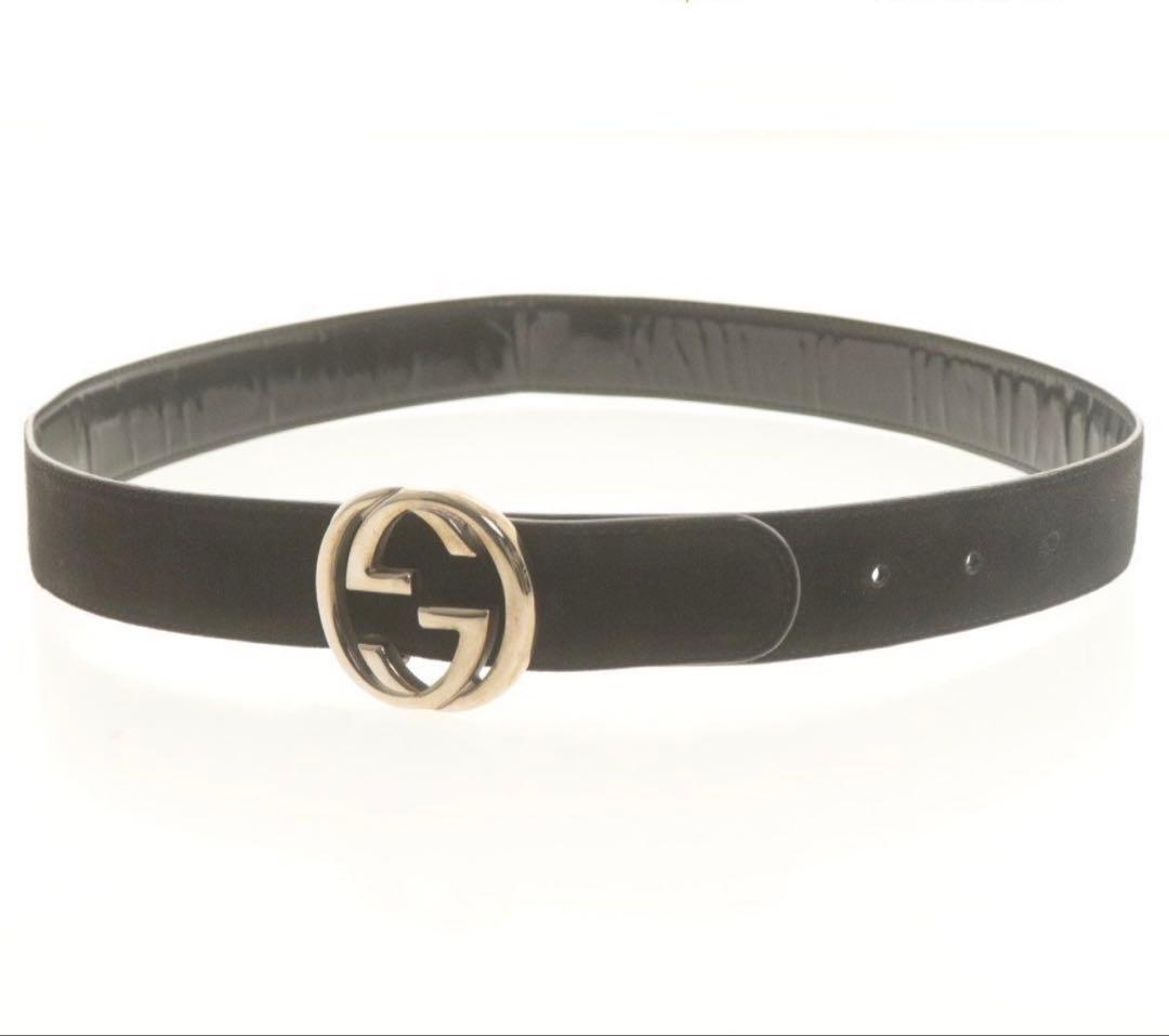 GUCCI ブラックレザー GGロゴベルト - メルカリ