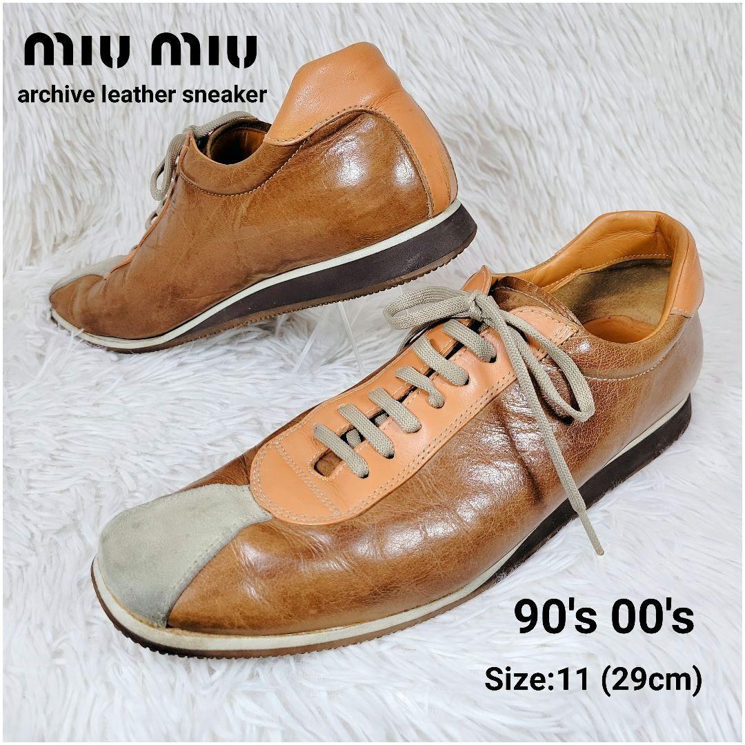 希少サイズ✨90s miumiu/ミュウミュウ アーカイブ レザースニーカー