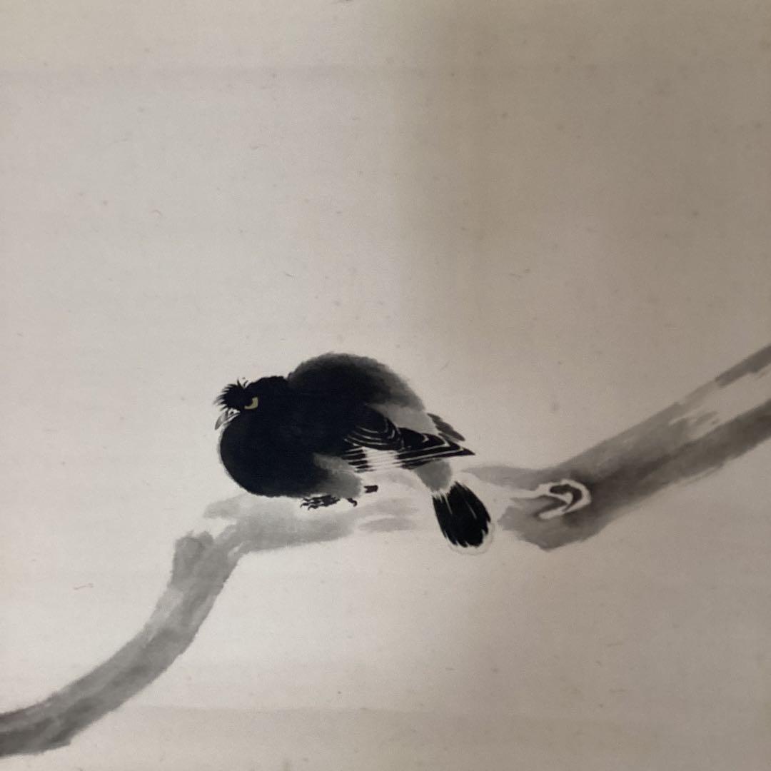 横山大観 紙本掛軸 一幅 複製画 【 無花果に八八鳥図 】 軸先骨 - メルカリ