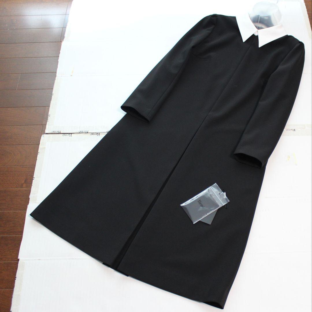 専用Reneルネ☆新品☆白襟長袖ワンピース 2024 34 黒 - メルカリ