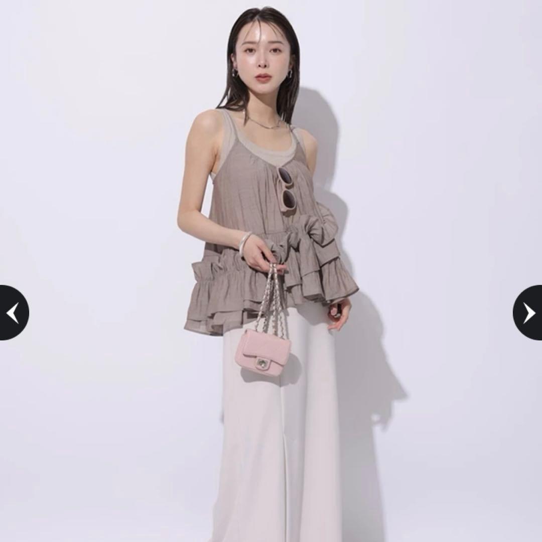 Mystrada フリルティアードキャミ モカSサイズ