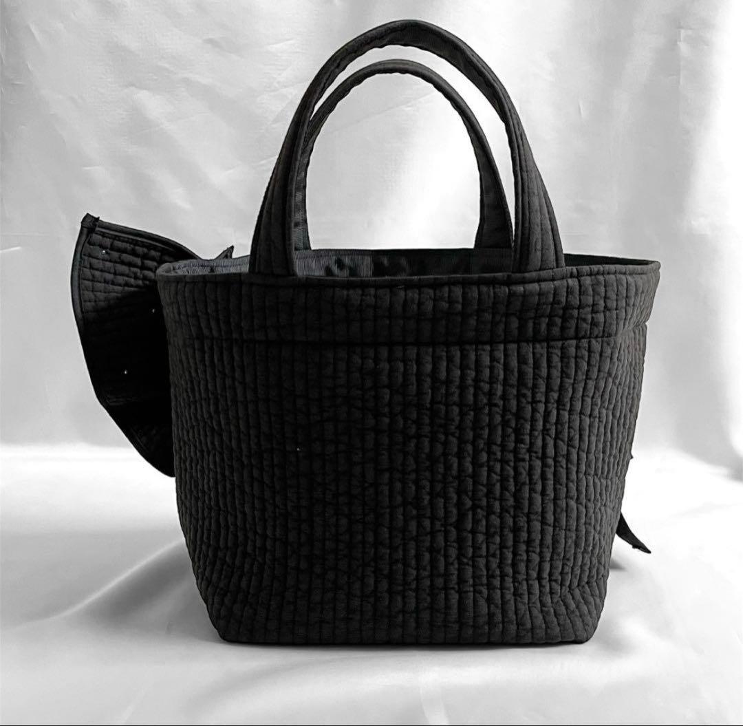 新作♡ヌビバッグ フリルギャザー ブラック パール 底板マグネット付き