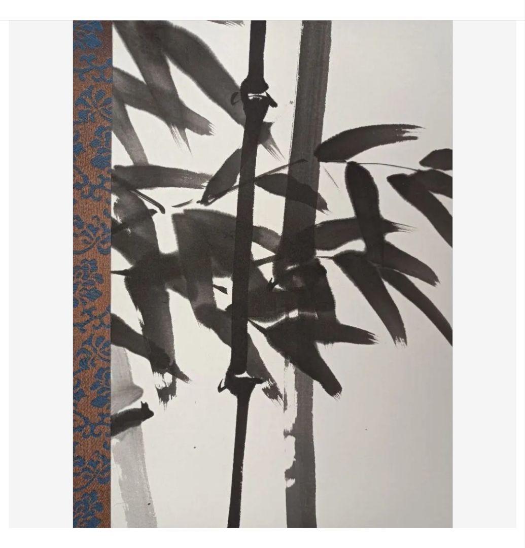 3本の吉兆竹図」開運 繁栄画 掛け軸 水墨画 絵 日本美術 和室