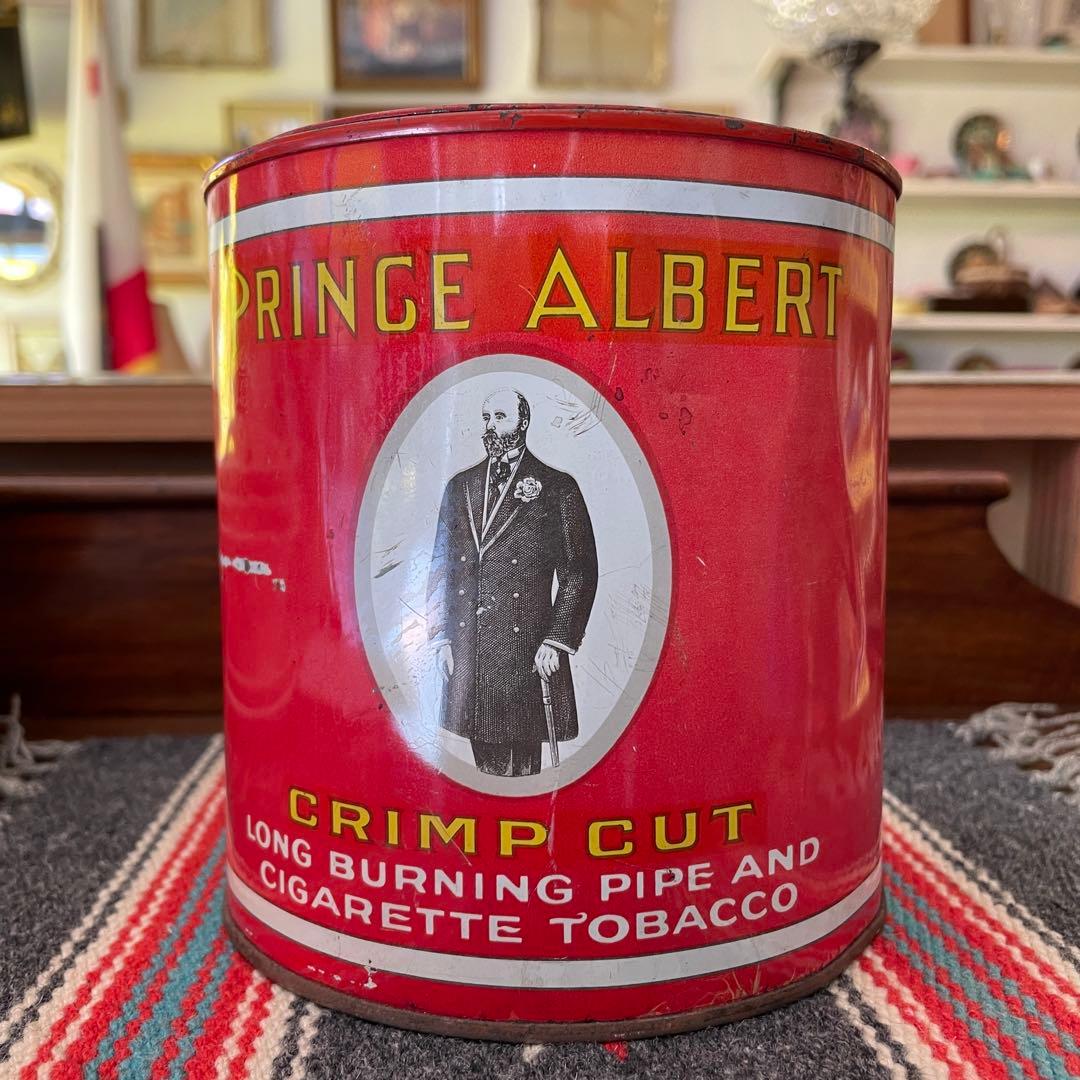 希少品！40s〜50s タバコ缶　アメリカンアンティーク　USAヴィンテージ雑貨 VINTAGE ANTIQUE PRINCE ALBERT TOBACCO TIN CAN ヴィンテージ