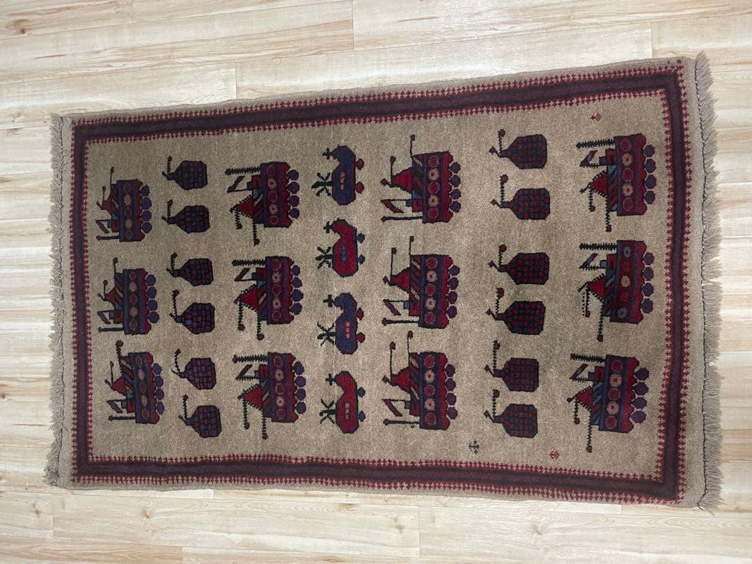 アフガニスタンヴィンテージストーリーラグ war rug 91x144cm War Rug ウォーラグ 79×58cm アフガニスタン産 トルクメン族作 ラグ
