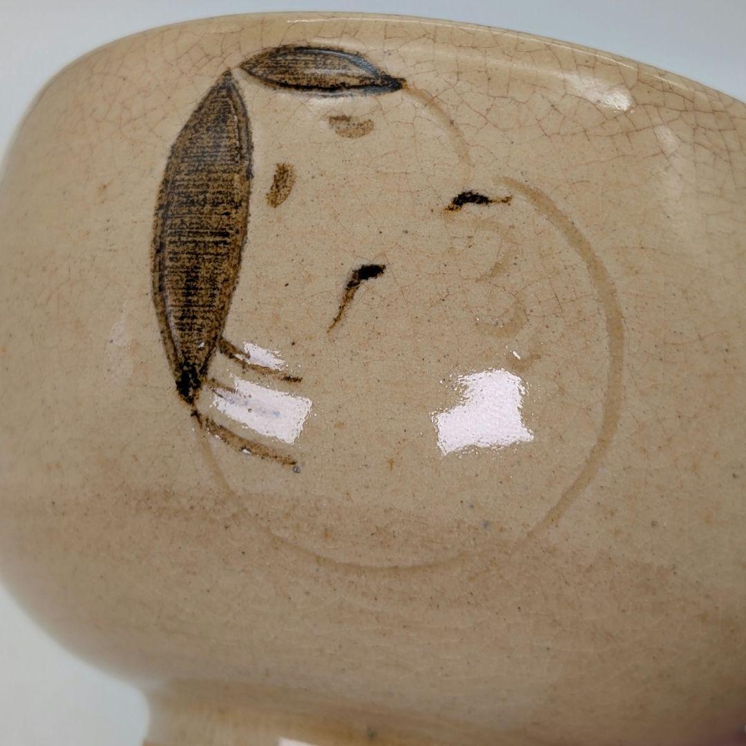 中島黙仙 黄瀬戸福の絵茶碗 箱書付:速水流七代家元速水宗楽 共箱共布栞