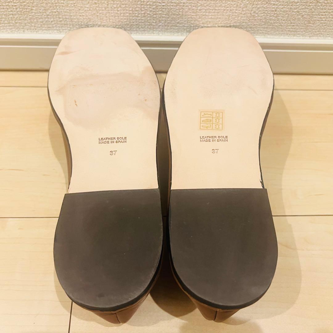 未使用に近い】ペリーコサニー パンプス レザー フラット ブラウン