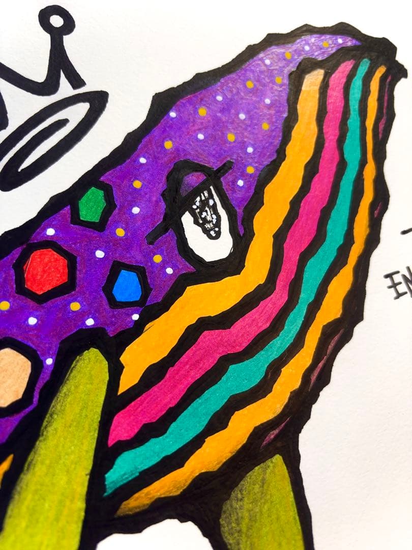 空を選んだクジラ 」｜絵画 原画 抽象画 絵 動物画 ドローイング 画家