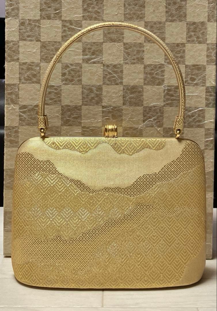 《美品・箱付き》東京胡蝶　草履バッグセット　帯地　ゴールド　二石草履フォーマル