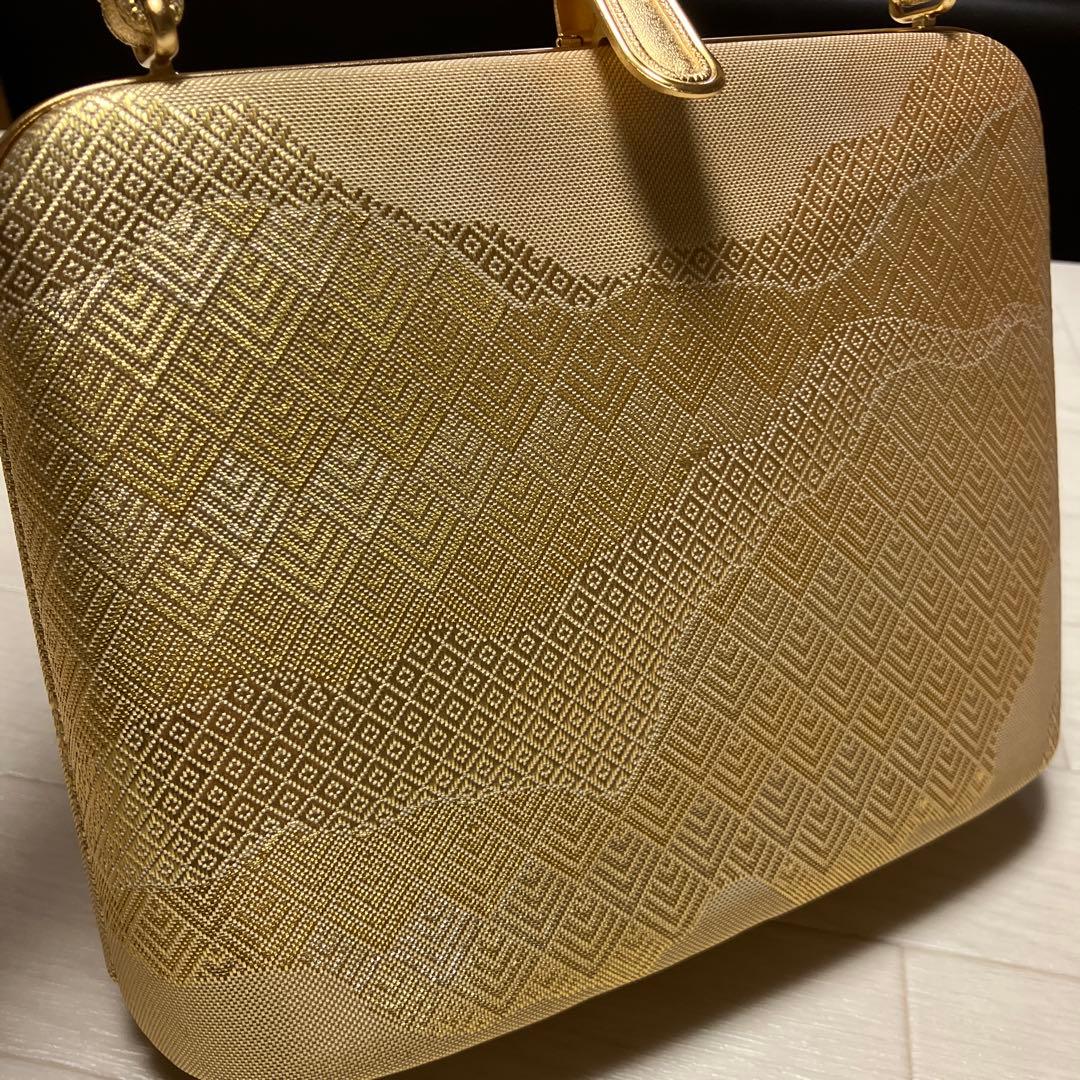 《美品・箱付き》東京胡蝶　草履バッグセット　帯地　ゴールド　二石草履フォーマル