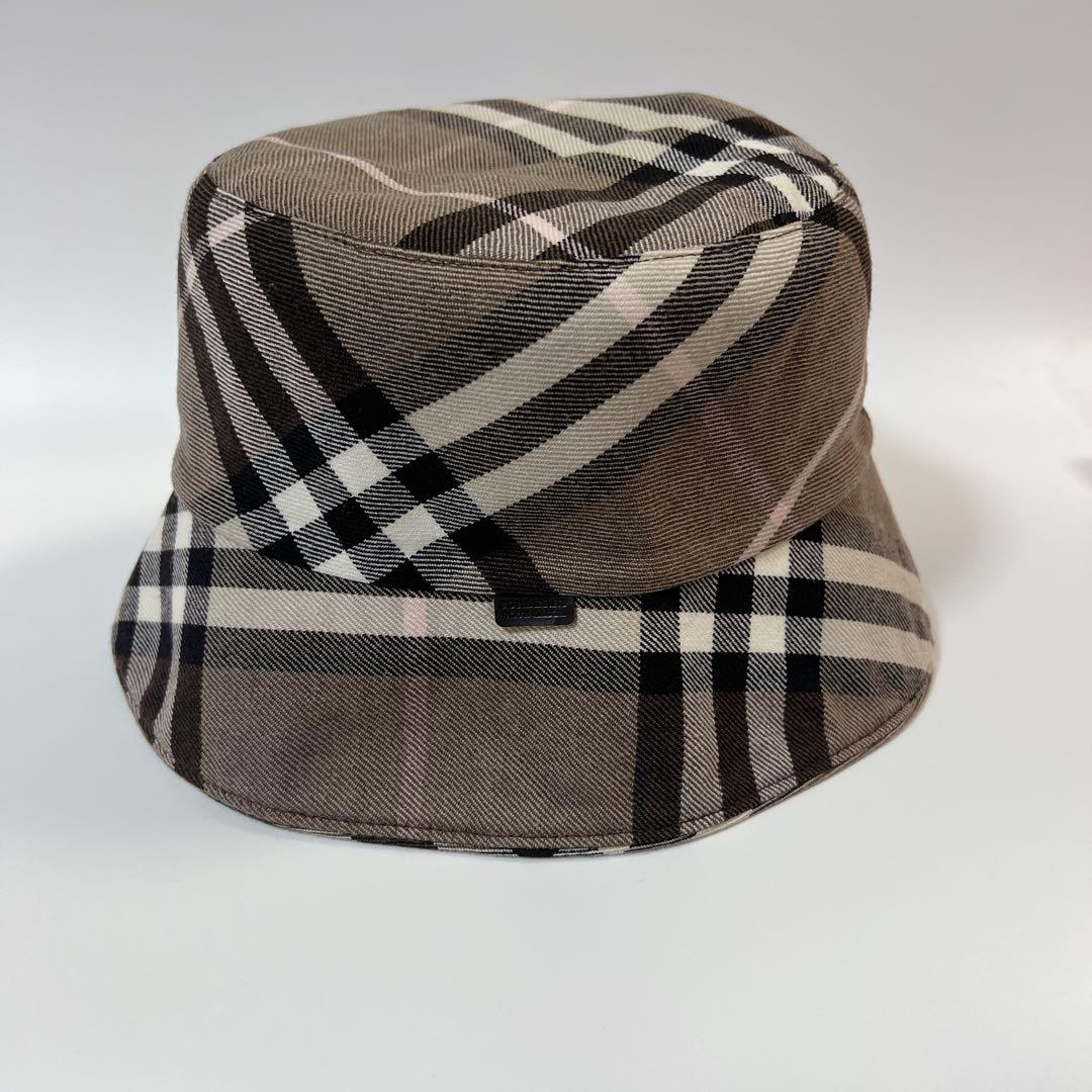《美品》バーバリー リバーシブル バケットハット ノバチェック ブラウン バケハ