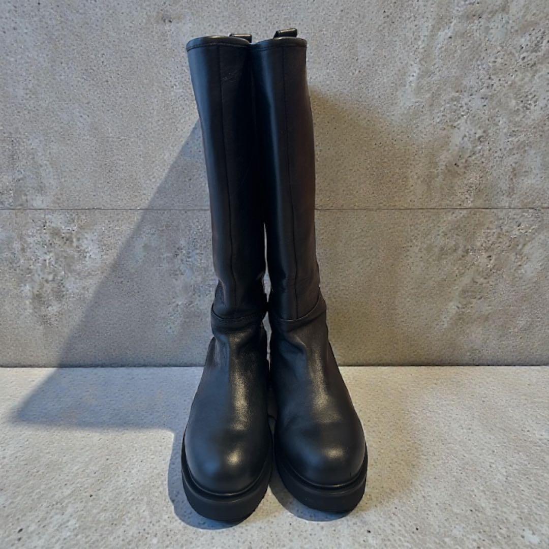 カミナンド ライディングロングブーツ レザー 厚底　黒 24.0cm 8サイズ